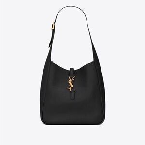 Yves Saint Laurent Black Hobo Bag with Gold Accent